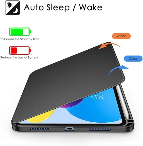 Vista 3 de Funda protectora personalizada con soporte giratorio de 360 grados, con parte trasera transparente y reposo inteligente, soporte para lápices