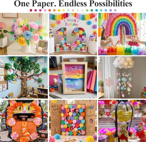 Vista 6 de Koogel 330 hojas de papel de seda, papel de seda multicolor de 14 x 10 pulgadas para bolsas de regalo, vacaciones, cumpleaños, manualidades
