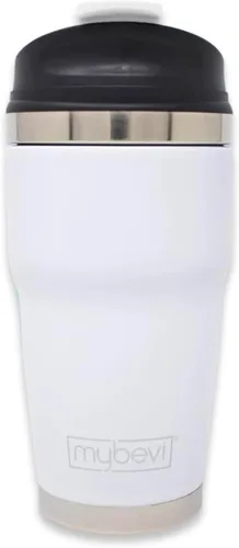 Vista 11 de MyBevi Retro Wave - Vaso aislado de acero inoxidable al vacío de triple capa para café y té, tapa resistente a derrames, 12 onzas, negro