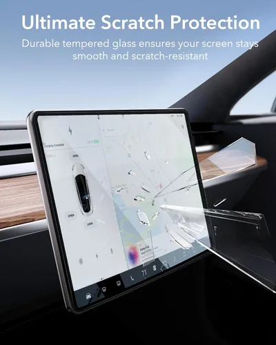 Vista 7 de ESR Protector de pantalla de vidrio templado para Tesla Model Y (2025-2020), Tesla Model 3 (2023-2017), protector de pantalla táctil de 15 pulgadas