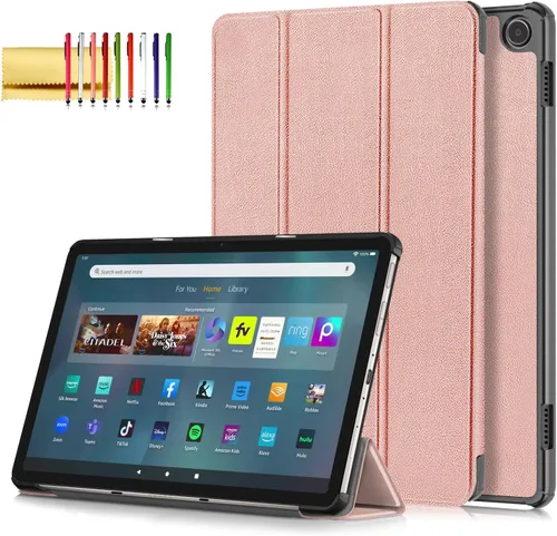 Vista 10 de Funda para tablet Amazon Fire Max 11 (13ª generación, 2023), funda protectora de piel sintética, delgada, ligera, triple soporte, magnética, rígida