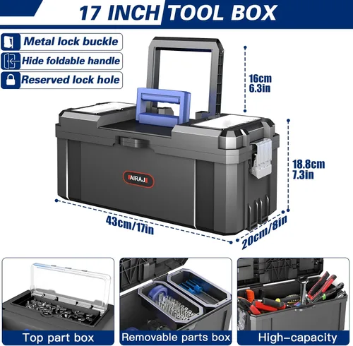 Vista 3 de Caja de herramientas rodante 3 en 1 con ruedas, caja de herramientas apilable, organizador de almacenamiento de herramientas modular, diseño