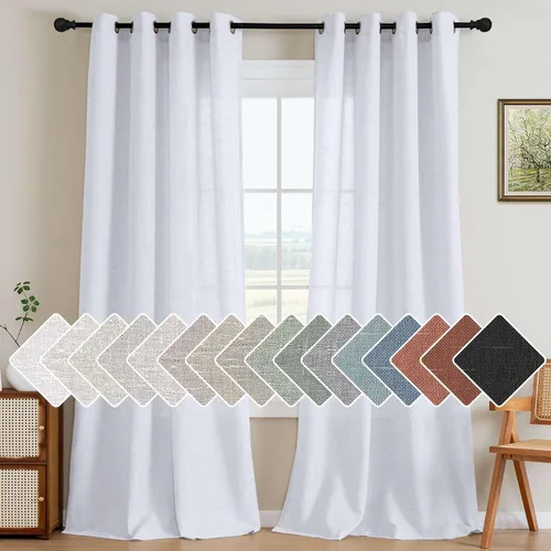 Vista 78 de H.VERSAILTEX Elegant - Cortinas texturizadas de lino natural mezclado con eficiencia energética, filtrado de luz, con ojales de níquel