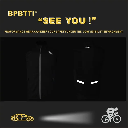 Vista 5 de bpbtti Chaleco de ciclismo para hombre, rompevientos sin mangas con dos bolsillos laterales (2.0), resistente al viento, transpirable y reflectante