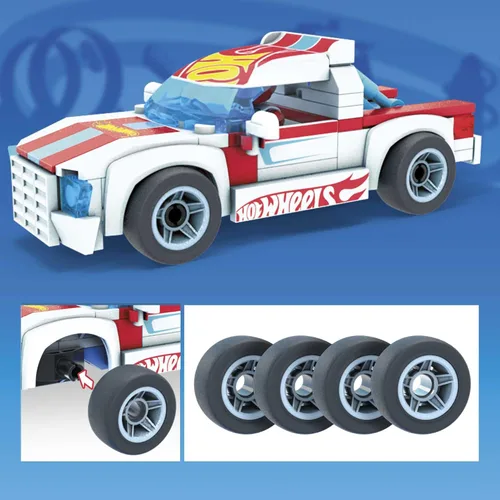 Vista 4 de MEGA Hot Wheels - Vehículo coleccionable de juguete de construcción Rodger Dodger, 2 microfiguras de acción y características de lujo