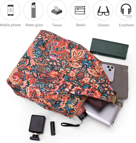 Vista 5 de Black Butterfly - Mochila prémium para mujer, estilo bohemio, casual, moderna, ligera y pequeña, 1-rojo