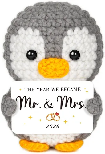 Vista 22 de Regalos de 1 año para aniversario de novio, novia, pingüino de ganchillo hecho a mano