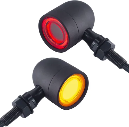 Vista 24 de FATECIM 2 luces traseras LED para motocicleta, intermitentes, luces de freno con visera, luces traseras de motocicleta, intermitentes traseros