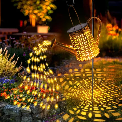 Vista 11 de YJFWAL Regadera solar con luces, regalos únicos para mamá, abuela, mujer, cumpleaños, impermeable, regalos de jardinería, regadera con luces