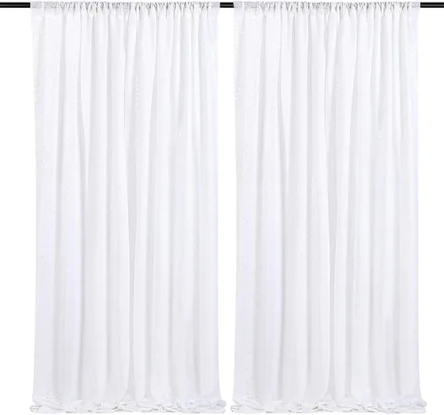Vista 100 de Cortinas de fondo de lentejuelas con purpurina azul bebé, 2 piezas de 2 x 8 pies, telón de fondo de fiesta de baby shower para niños, hermosas
