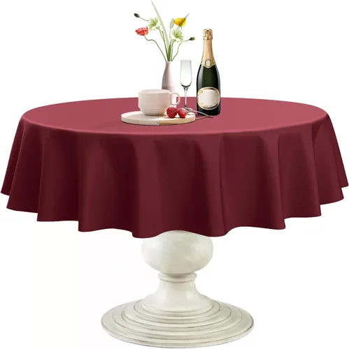 Vista 10 de Softalker Mantel Redondo, Impermeable y Resistente a las Manchas, Mantel de Tela Sin Arrugas, Lavable, Poliéster de 210GSM, Cubierta de Mesa