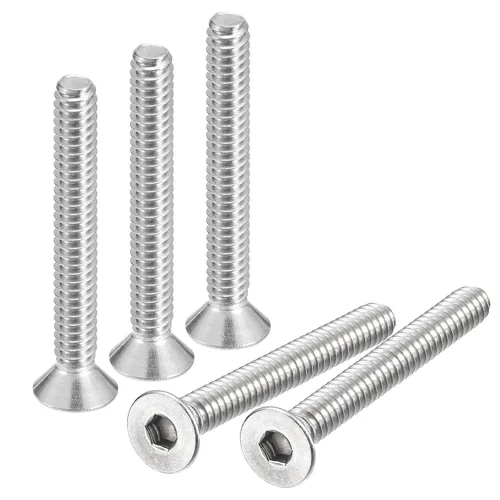 Vista 10 de uxcell tornillos de cabeza avellanada plana #8-32x1/2, 25 piezas de tornillos de cabeza plana con llave hexagonal de acero inoxidable 304, rosca