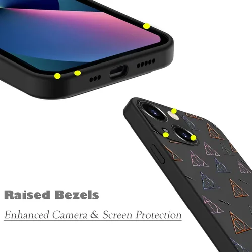Vista 2 de Unov Funda diseñada para iPhone 13, funda negra con [patrón antideslizante en relieve], protección delgada a prueba de golpes [TPU antiarañazos]