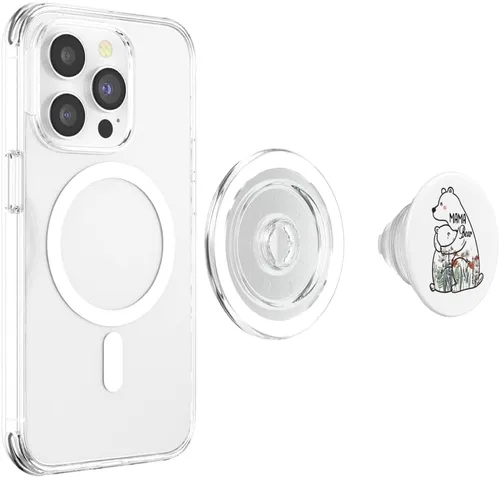 Vista 4 de Mama Bear Wildflower Vintage Retro PopSockets MagSafe PopGrip para iPhone