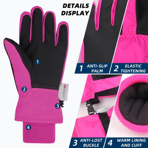 Vista 16 de AMYIPO - Guantes de invierno para niños y niñas, ideales para esquí, nieve, snowboard