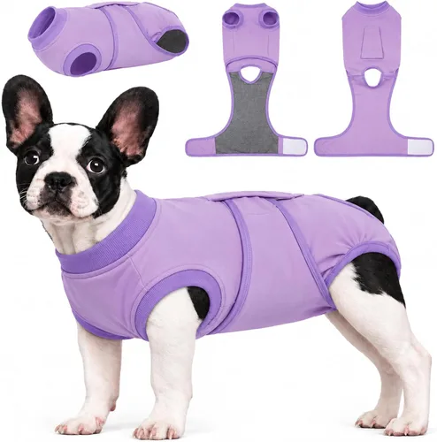 Vista 18 de Kuoser Traje de cirugía para perro, cómodo traje de recuperación para perras, mameluco protector posoperatorio, alternativa suave al cuello E
