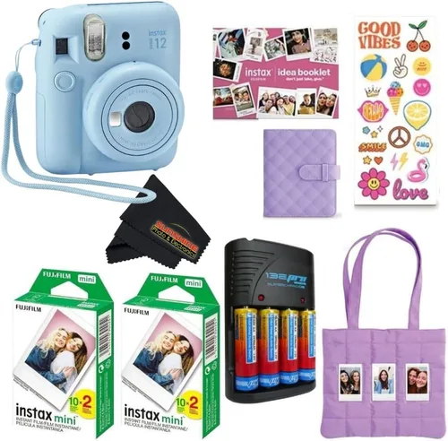 Vista 16 de Fujifilm INSTAX MINI 12 Blue Bundle 2025 (2 paquetes individuales (20 hojas), morado lila