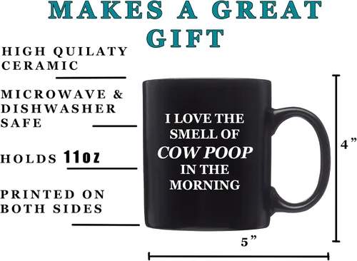 Vista 3 de Rogue River Tactical Divertida taza de café con texto en inglés "I Love The Smell Of Cow Poop In The Morning New", gran idea de regalo para granjero