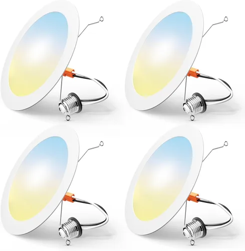 Vista 8 de FREELICHT Paquete de 4 luces LED empotrables de 4 pulgadas, seleccionables 2700 K/3000 K/4000 K/5000 K/6000 K, luces LED planas regulables, 7 W = 60