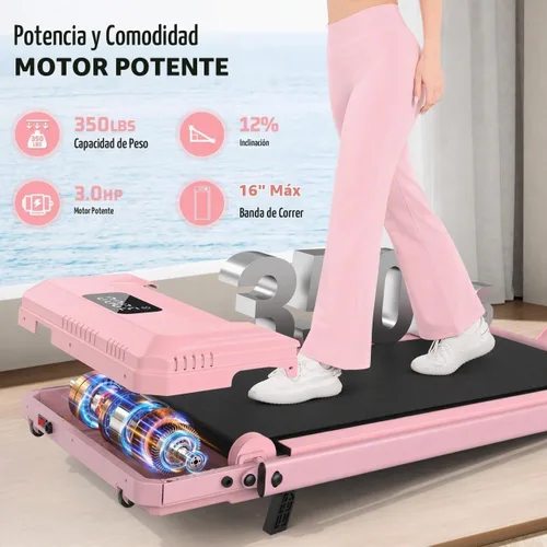 Vista 6 de FUNMILY Cinta de Correr Plegable con Almohadilla de Caminata Mejorada con Inclinación del 12%/15% y Barra de Manejo, Cintas de Correr Compactas