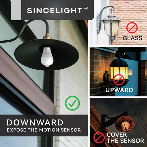 Vista 8 de SINCELIGHT Bombilla LED con sensor de movimiento de 9 W con base E26, PIR activada por movimiento en la oscuridad, encendido/apagado automático por