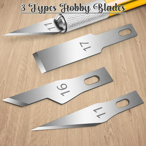 Vista 4 de DIYSELF Cuchillo Exacto, 2 cuchillos Exacto con 40 cuchillas de repuesto Exacto, cuchillo de manualidades, cuchillo de pasatiempo, juego