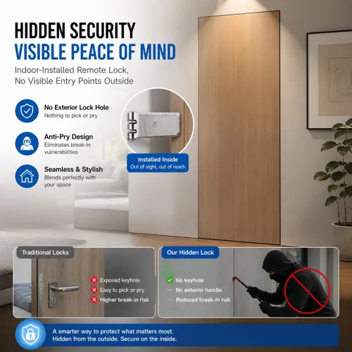 Vista 4 de Cerradura de puerta oculta con 4 mandos a distancia Entrada sin llave, cerrojo electrónico, diseño invisible, para seguridad del hogar