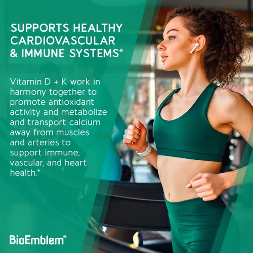 Vista 8 de BioEmblem Cápsulas de vitamina D3 K2 (5000IU y 200 mcg) – MK7 y MK4 patentadas para apoyo complejo 3 en 1 – Suplemento vegetariano de vitamina D K2