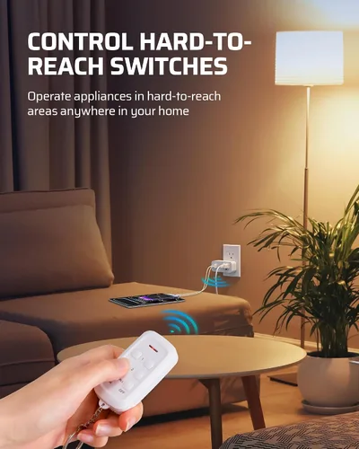 Vista 5 de DEWENWILS - Toma de corriente con control remoto inalámbrico para decoración navideña, 125 V, 15 A, 1875 W, con salida USB-A+C y CA, rango