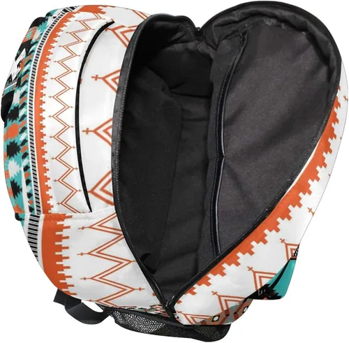 Vista 6 de AUUXVA Mochila geométrica étnica azteca para viajes, escuela, bolsa de hombro para niños, niñas, mujeres y hombres, Azteca #01, Viajar