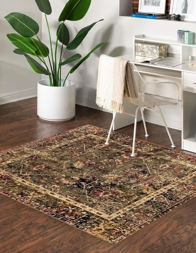 Vista 28 de Unique Loom Saturn Collection - Alfombra rectangular de iones (2 pies 2 pulgadas x 3 pies 1 pulgada, color beige crema/negro)