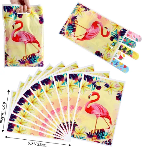 Vista 4 de 60 piezas hawaianas de fiesta para niños, rellenos de piñata Luau, pulseras para tatuajes, anillos, verano, playa, fiesta, gafas, flamenco, bolsas