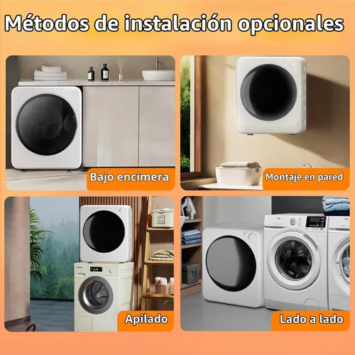 Vista 7 de Secadora de ropa portátil de 1.5 pies cúbicos, secadora de lavandería de carga frontal de secado rápido de 800W con 5 modos, mini secadora eléctrica