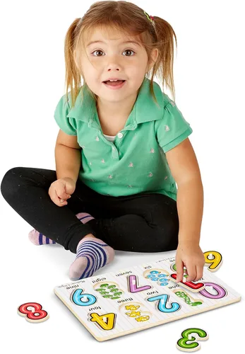 Vista 9 de Melissa & Doug, rompecabezas de madera con números (10 piezas)