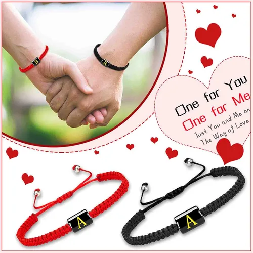 Vista 4 de PANSHI Couples Initial Bracelets for Women Men Boyfriend Girlfriend Best Friends Bff Valentines Day Wedding Anniversary Birthday Gifts