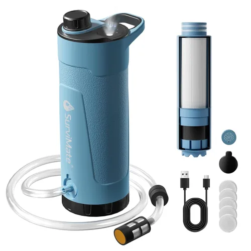 Vista 7 de SurviMate Purificador de agua eléctrico de supervivencia, cartucho interior de repuesto K8901, botella de filtro de agua portátil