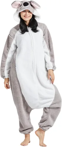 Vista 6 de DELEY Unisex Adult Koala Onesie, Halloween Cosplay Costume Animal Pajamas Homewear Sleepwear Jumpsuit