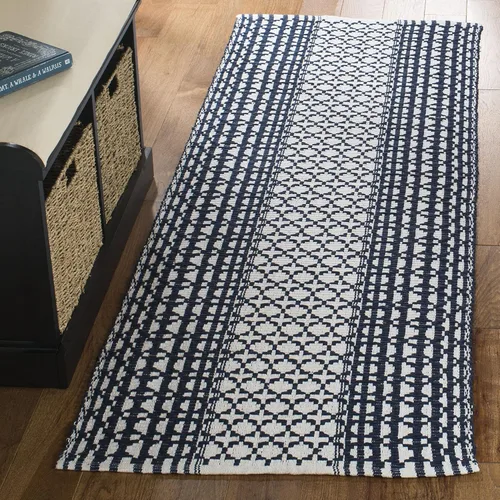 Vista 7 de SAFAVIEH Colección Montauk - Alfombra de pasillo, 2 pies 3 pulgadas x 7 pies, color negro y marfil, algodón hecho a mano, ideal para zonas de alto