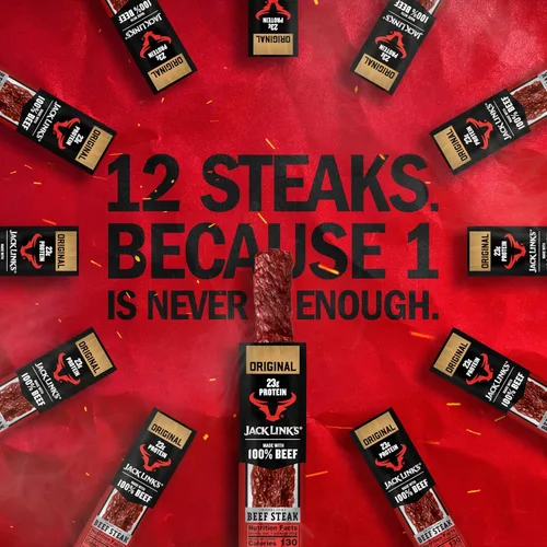 Vista 6 de Jack Link's Carne de Res en Filete, Original - Snacks de Proteína, Snack de Carne con 23g de Proteína, Hecho con 100% Carne, Envase a Granel