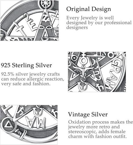 Vista 41 de CELESTIA Colgante de plata de ley 925, anillos de tetragrammaton, collar masónico, joyería de pentagrama para mujeres y hombres