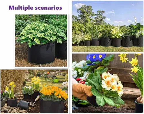 Vista 6 de Niurui Paquete de 5 bolsas de cultivo de 5 galones, 10.58 oz de tela no tejida gruesa para plantas con asas, para entrenamiento de plantas de bajo