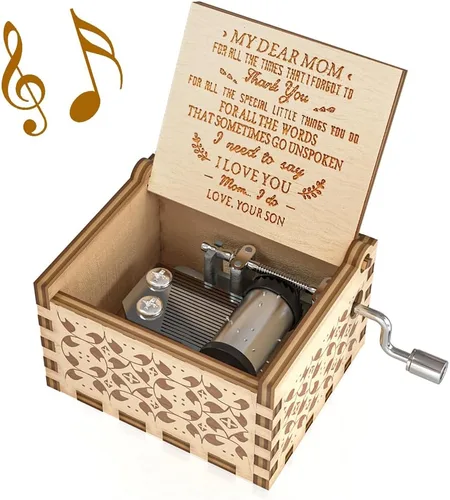 Vista 10 de Ucuber Caja de música con melodía «You are My Sunshine», regalo para mamá de parte de la hija, cajas vintage de tamaño miniatura grabadas con láser