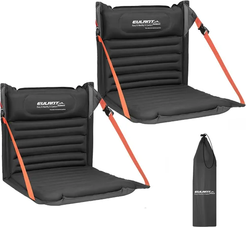 Vista 12 de EULANT Asientos plegables inflables ligeros para silla de camping con soporte trasero y correas ajustables, sillas plegables para camping