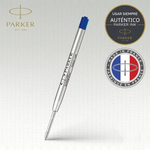 Vista 2 de PARKER QUINKflow - Recambio de tinta para bolígrafo, punta media, azul, paquete de 2