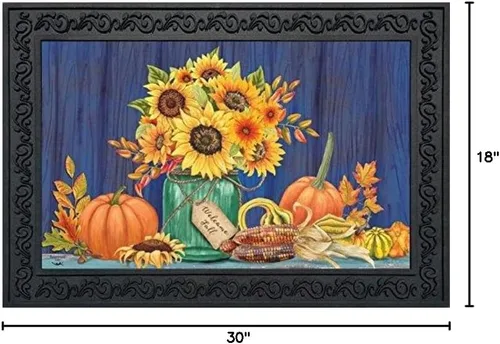 Vista 2 de Briarwood Lane Felpudo floral con tarro de masón de otoño