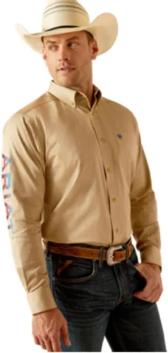 Vista 51 de Ariat Camisa de sarga con logotipo del equipo para hombre