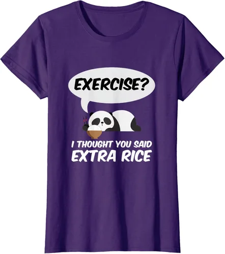 Vista 8 de ¿Ejercicio? I Thought You Said Extra Rice Panda Gift T-Shirt, Negro, S