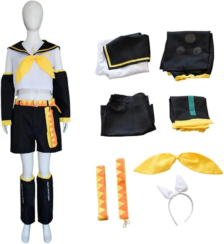 Vista 4 de jrswai Vocaloid02 Rin Len - Disfraz de cosplay de anime marinero uniforme de fiesta de Halloween