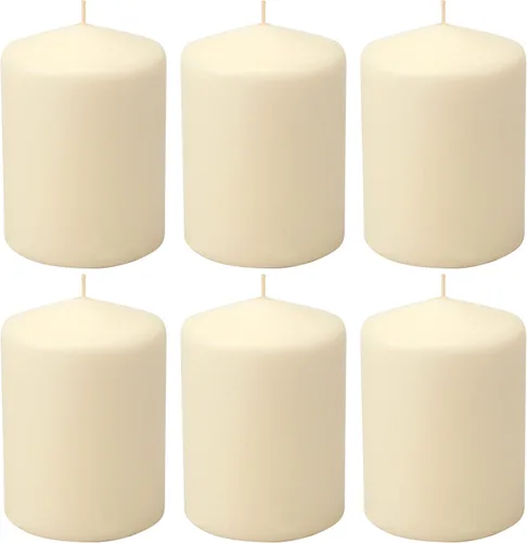 Vista 4 de Stonebriar Velas de pilar sin perfume de 80 horas de larga duración, 3 x 8, marfil, 6 unidades y 35 horas de larga combustión sin perfume, 3 x 4