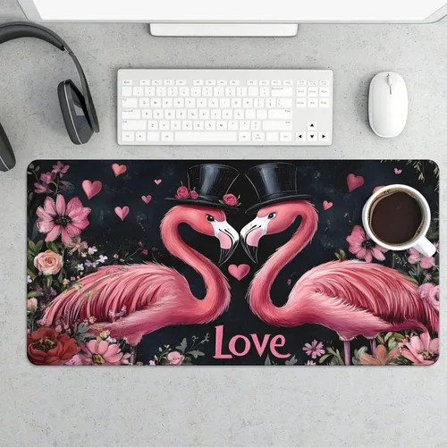 Vista 9 de Large Mouse Pad Beach Flamingos Palm Trees Rubber Base Keyboard Long Gaming Mouse pad Desk Mat Waterproof Non-Slip Protector Laptop Pads for Work